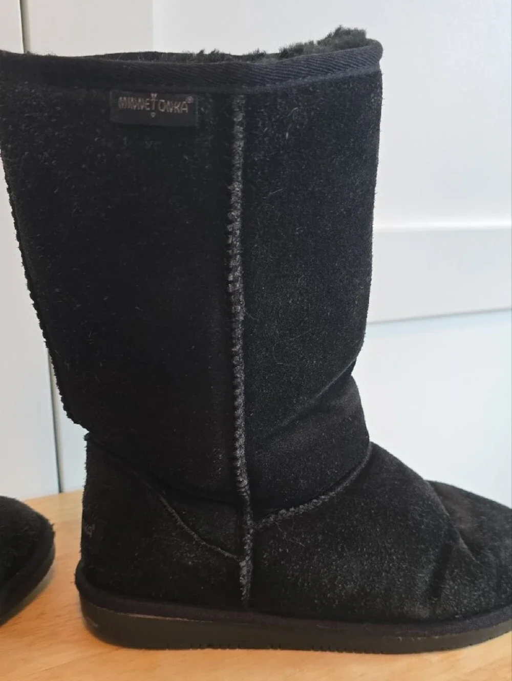 Minnetonka Black Plush-Lined Tall Winter Boots